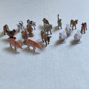 17 Farm Animals Model Mini Poultry Figure Kids Toys Cows Horse Goat Hen Playset